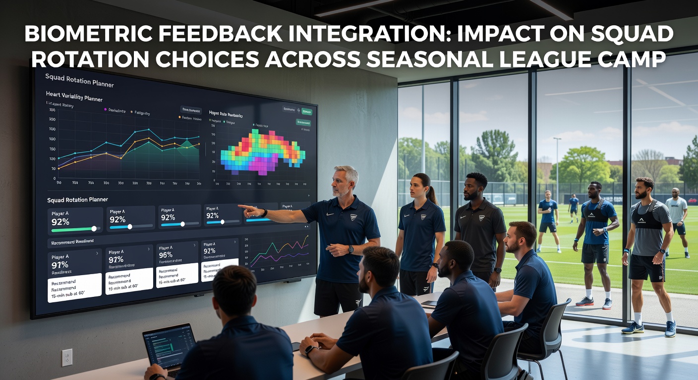 Coaching staff reviewing biometric dashboards to plan player rotations