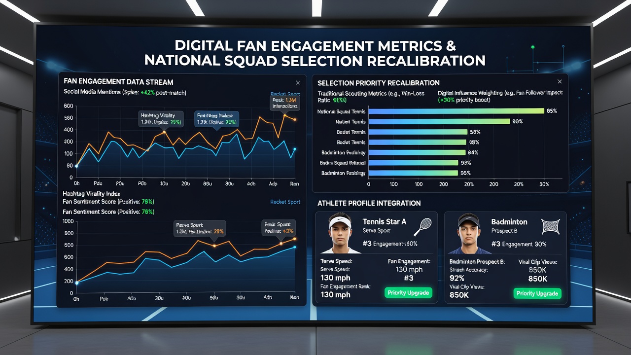 Coaching staff reviewing fan interaction analytics alongside performance data for paddle sport athletes