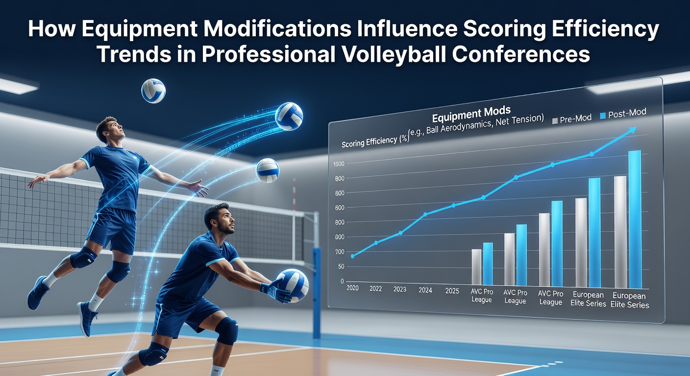 Professional volleyball players using modified equipment during a conference match