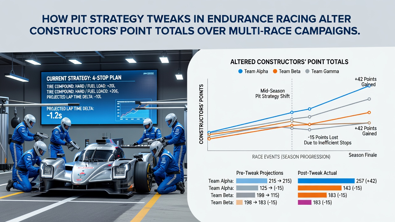 Chart displaying constructor points progression across an endurance racing season
