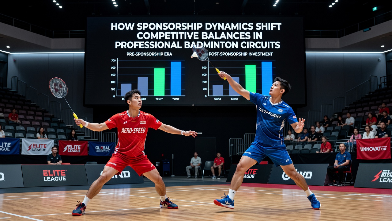 Sponsorship signage and branding visible at a major badminton tournament venue