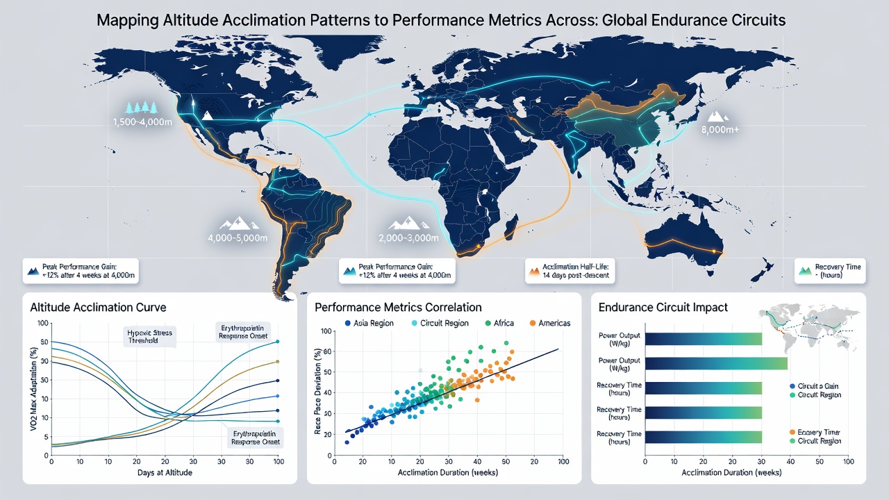 Data visualization dashboard showing altitude acclimation curves mapped against endurance performance metrics