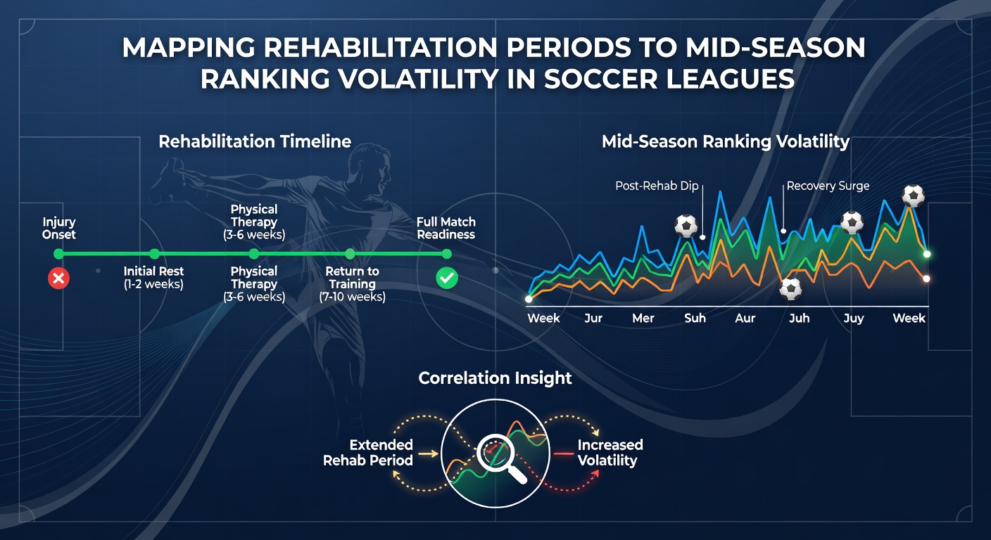 Visualization of soccer league ranking changes alongside player rehabilitation periods across multiple seasons