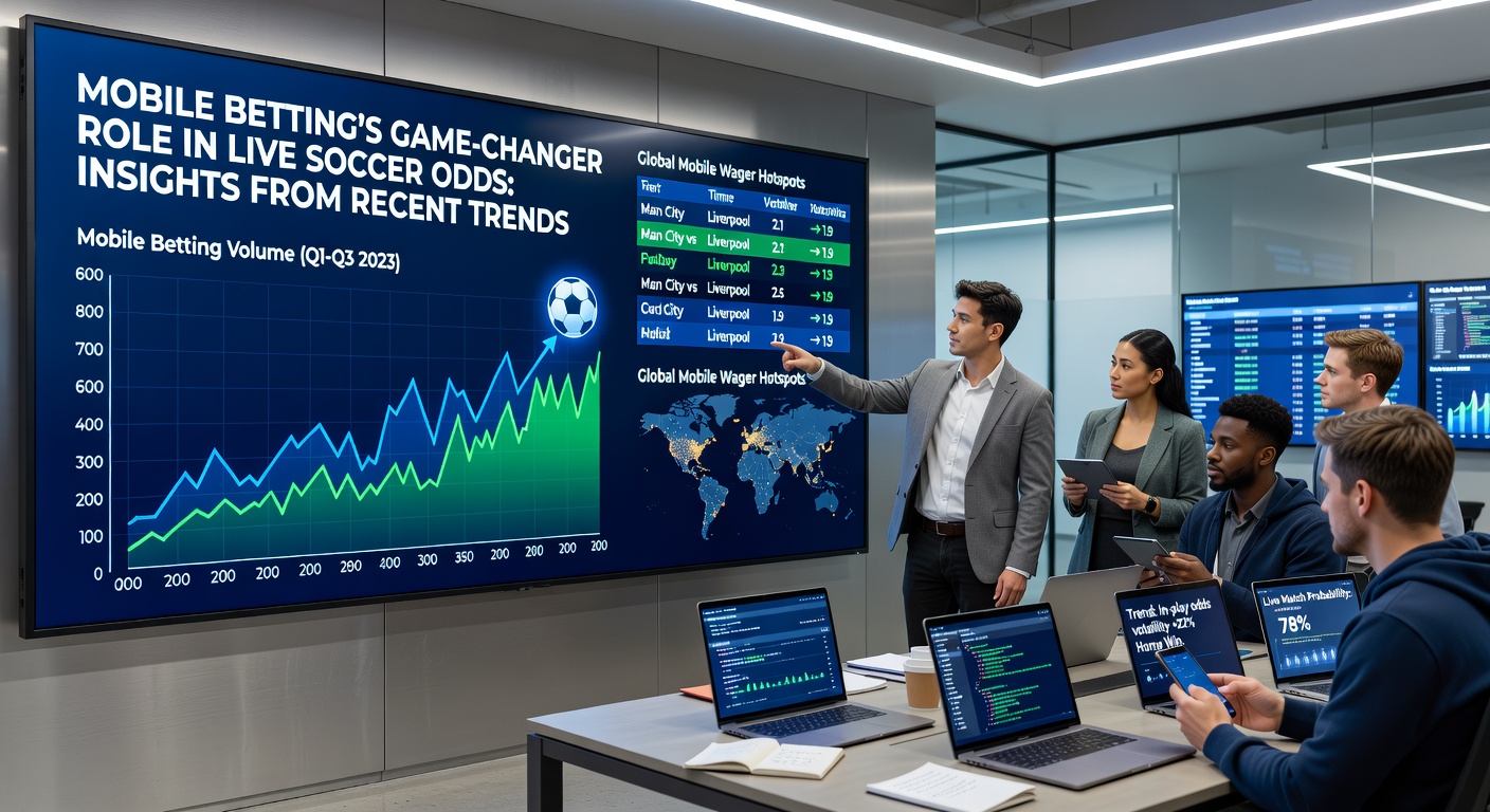 Graph illustrating the rapid fluctuation of live soccer betting odds on a mobile app during a key match moment