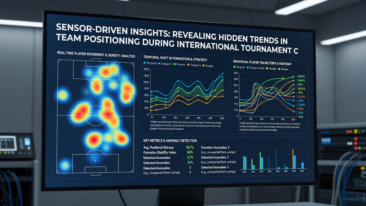 Detailed heat map visualization generated from sensor data illustrating team formation changes over a 90-minute international fixture